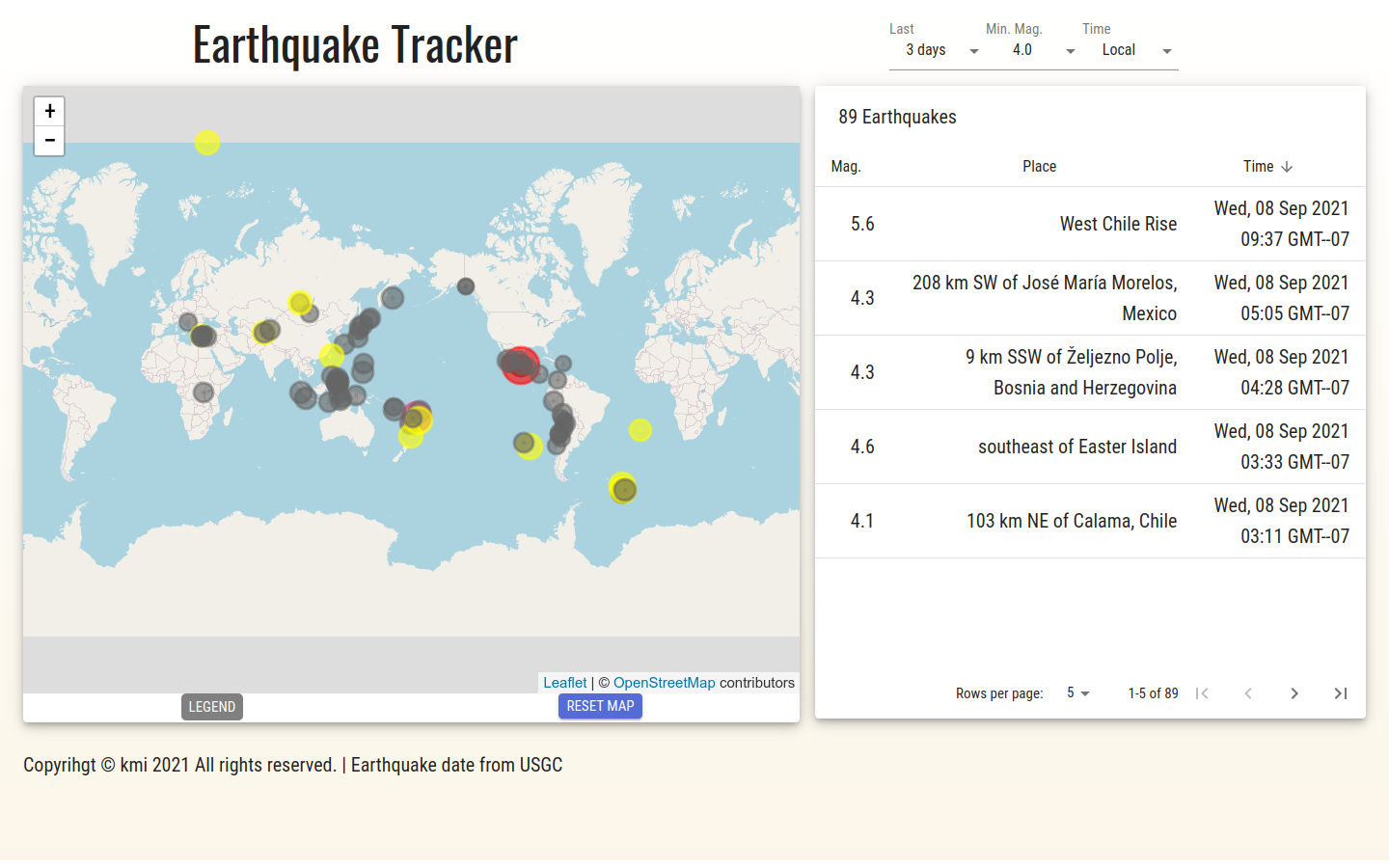地震情報追跡アプリ
